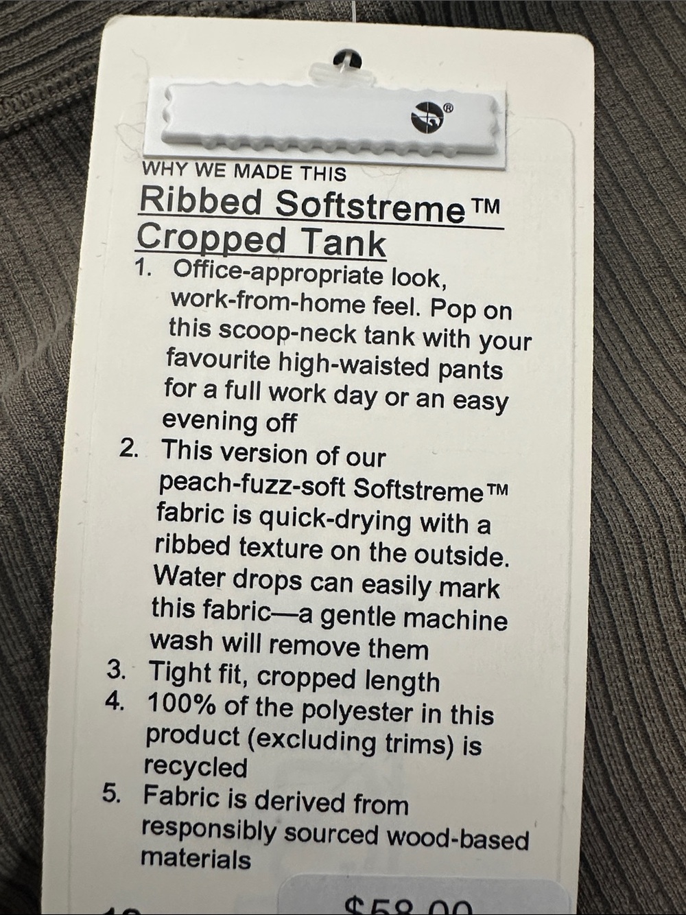 NEW***  Ribbed Softstreme Cropped Tank - Picture 6 of 6